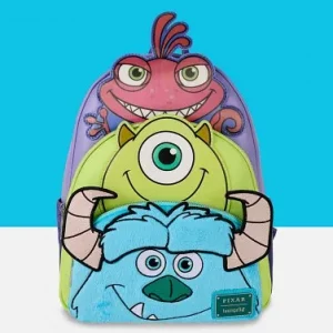 Loungefly Disney Pixar Monsters, Inc. Mike, Sulley & Randall Triple Pocket Mini Backpack
