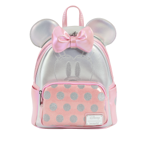 LOUNGEFLY Silver And Pink Minnie Mouse Mini Backpack – Disney