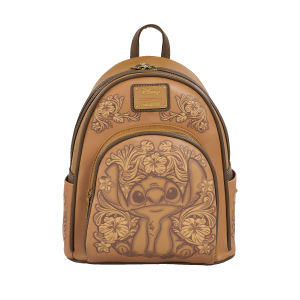 LOUNGEFLY Stitch Brown Debossed Mini Backpack – Disney
