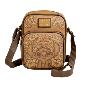 LOUNGEFLY Stitch Brown Debossed Crosbody – Disney